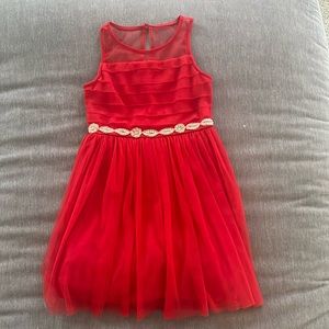 Sequin Hearts Girls red tulle dress, Size 10